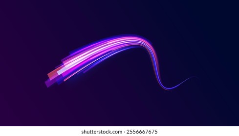Futuristic dynamic motion technology.Neon color glowing lines background, Glowing wave swirl, impulse cable lines. High-speed light trails effect.  Png, neon, line, blur, beam, ray, abstract, energy, 