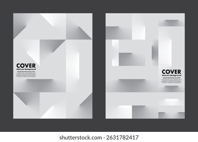 Futuristic dynamic vector abstract background with glowing white and gray gradients and sharp geometric shapes, creating a dramatic light and shadow effect. For covers, posters, digital artwork