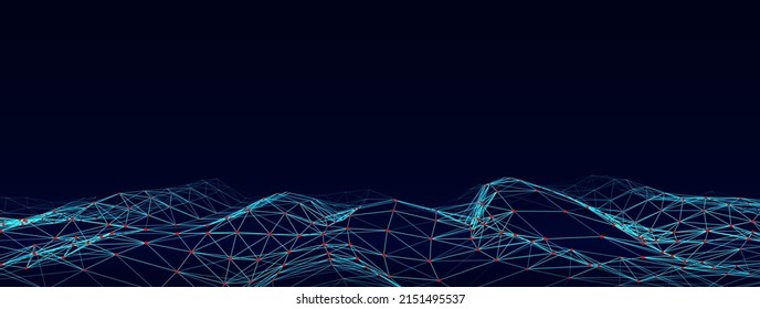 Futuristic dynamic wave with dots and line. Smart wave technology concept. Big data visualizations. Network connections. Vector illustration for website.