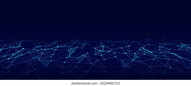 Onda dinâmica futurista com pontos e linha. Conceito de tecnologia de ondas inteligentes. Visualizações de Big Data. Conexões de rede. Ilustração vetorial para o site.
