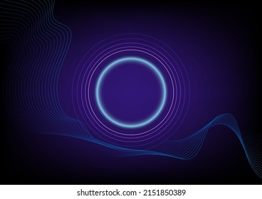 Futuristic Dynamic Wave and Neon Circle Cyberpunk Blue and Purple color Modern Abstract Background Layout; Modern Style