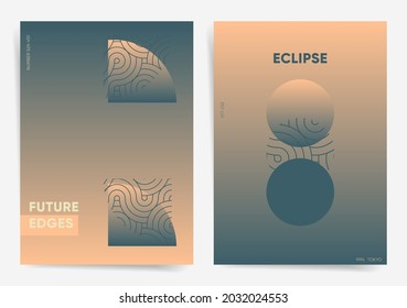 Futuristic eclipse poster set for decorative design. Abstract Geometric Vector poster design collection. EPS 10 asian background layout for banners, posters, web design, flyers, book covers.