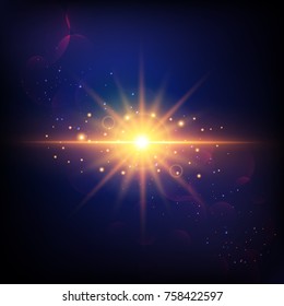 Futuristic effect lights and sparks. Abstract background with blurred magic neon light curved lines star burst with sparkles.Flashes and glares bright rays of light glowing energy technology concept

