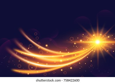 Futuristic effect lights and sparks. Abstract background with blurred magic neon light curved lines star burst with sparkles.Flashes and glares bright rays of light glowing energy technology concept

