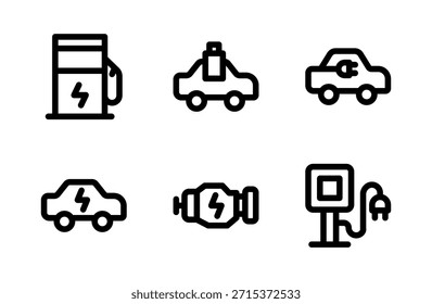 Futuristic Electric Car icon pack, eco-friendly vehicle icons for transportation, technology, and innovation

