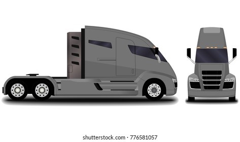 futuristic electric truck. front view; side view.