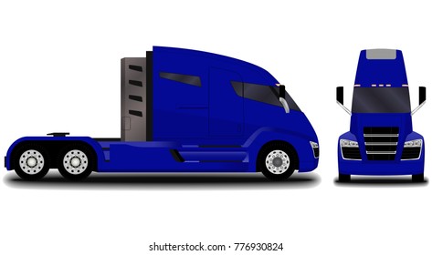 futuristic electric truck. front view; side view.
