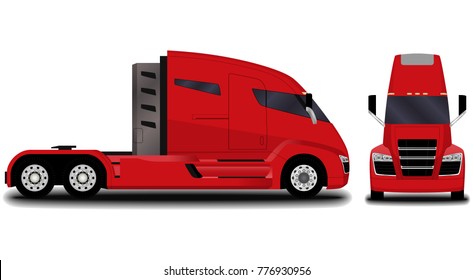 futuristic electric truck. front view; side view.
