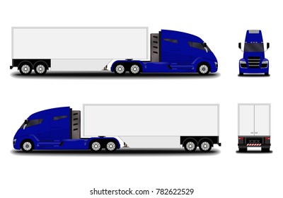 Realistic Trailer Truck Side View Mockup Stock Vector (Royalty Free ...