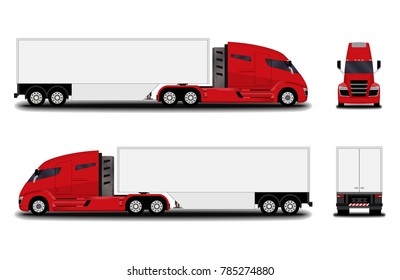 futuristic electric truck. front view; side view; back view.