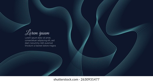 Futuristic and elegant blue abstract background with thin flowing lines. Vibrant background with fluid and motion sense. Modern dynamic design ideal for modern branding, digital art, presentations