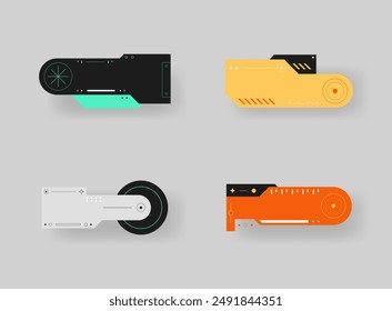 Elemento futurista. Set de calcomanías Cyberpunk. Vector de diseño de interfaz Hud.