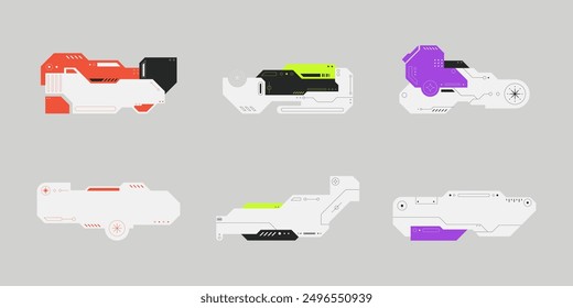 Futuristic element. Cyberpunk decals set. Hud interface design vector.