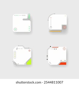 Elemento futurista. Conjunto de calcomanías Cyberpunk. Vector de diseño de interfaz Hud.