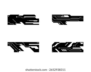 Futuristic element. Cyberpunk decals set. Hud interface design vector.