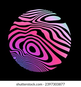 Futuristic element in cyberpunk style. Vector illustration. Holographic circle with glitched texture.