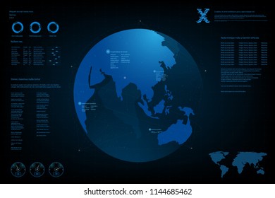 Futuristic element panel.World map data analysis information.vector and illustration.