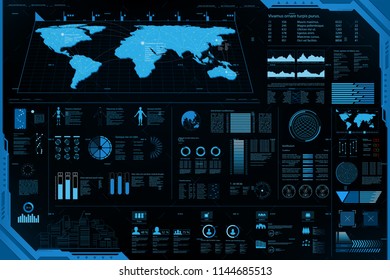 Futuristic element panel.World map data analysis information.vector and illustration.