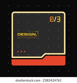 Futuristic element with retro color vector illustration. Vintage frame decoration.