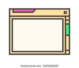 Futuristic element with retro color vector illustration. Vintage pop up frame decoration.