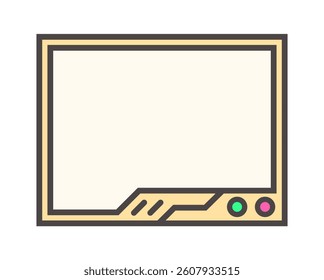 Futuristic element with retro color vector illustration. Vintage pop up frame decoration.