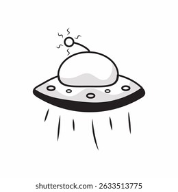 Futuristic Encounter: An illustrative depiction of a classic UFO, soaring with anticipation, creating a sense of mystery and the unknown.