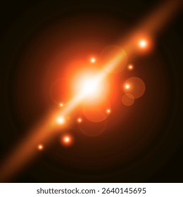 Futuristic energy core with radiating particles and light beams. Vector illustration.