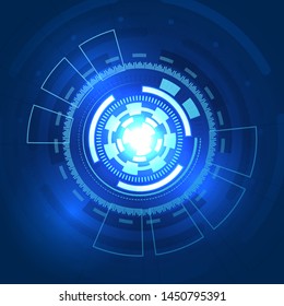 Futuristic energy reactants in a HUD style on a blue background. Hi-tech gadget. Futuristic user interface element. Abstract futuristic Background. Vector illustration