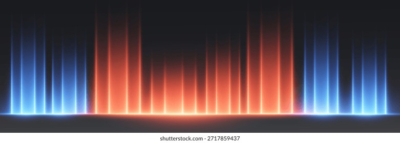 Futurista ecualizador de rayos de luz con efecto neón brillante.