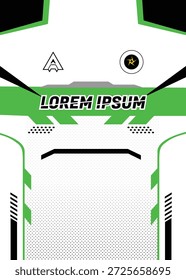 Futuristic Esports Jersey modelo com destaques verdes dinâmicos