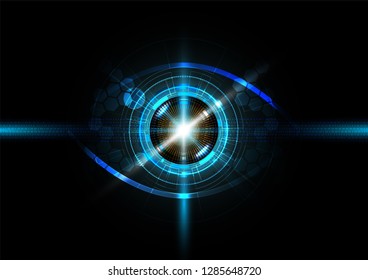 Futuristic eye detection technology concept with binary code vector illustration