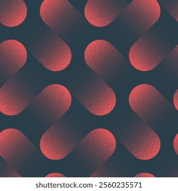 Futuristic Eye-Catching Mod Seamless Pattern Trend Dotwork Vector Red Black Abstract Background. Dynamic Structure Halftone Art Illustration for Fancy Textile Print. Endless Modern Special Abstraction