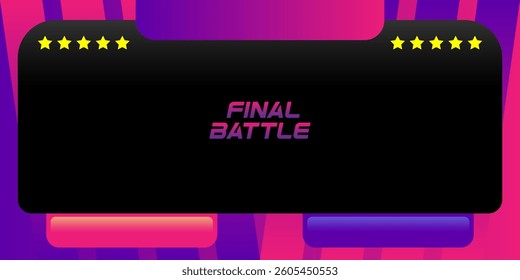 Futuristic final battle screen vector banner for games and events