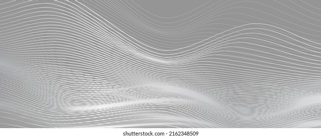 Futuristic fine lines. Abstract geometric background. Wide future technology flyer. Fluid, light banner