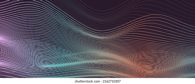 Futuristic fine lines. Abstract geometric background. Wide future technology flyer. Fluid, light banner