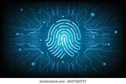 Futuristic fingerprint authentication system background with biometric scan pattern, digital identity access, cyber security interface, and abstract technology design for encryption, privacy.