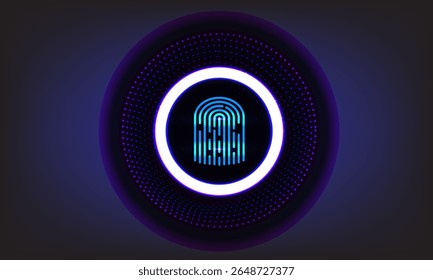Futuristic Fingerprint Scanner Interface with Neon Glow