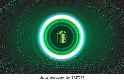 Futuristic Fingerprint Scanner Interface with Neon Glow