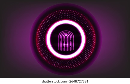Futuristic Fingerprint Scanner Interface with Neon Glow