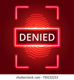 Futuristic fingerprint scanner. Vector color illustration isolated on a red 
background.