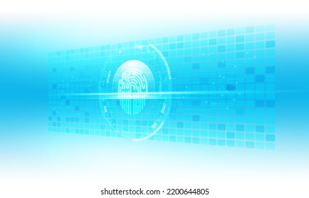 Futuristic  fingerprint technology with circuit identify security  background.Vector illustration