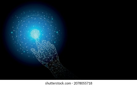 Futuristic fingerprint.Circuit security style.Biometric data security.Digital identify. Touch the future.