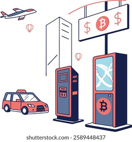 Futuristic fintech concept with digital currency and blockchain elements
