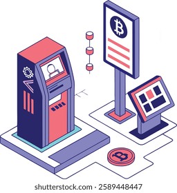 Futuristic fintech concept with digital currency and blockchain elements