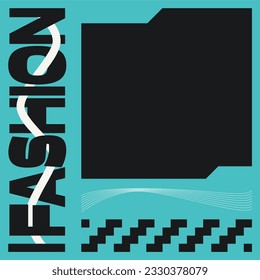 Futuristische flache blaue Rahmen mit schwarzen Assets Vorlage, Cyberpunk-Stil