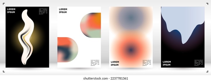 Futuristic  Fluid Gradient Vector Cover. Holographic Abstract Background Poster Design Template. Minimal Neon Design Concept for Your Business Card, Annual Report, Catalogs, Brochure. 