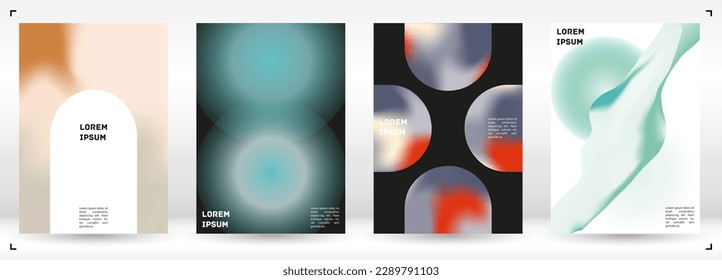 Futuristic  Fluid Gradient Vector Cover. Holographic Abstract Background Poster Design Template. Minimal Neon Design Concept for Your Business Card, Annual Report, Catalogs, Brochure. 