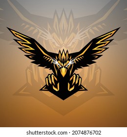 Futuristic Flying Bird Mascot With Lightning Flashing Out Of His Eyes , This Cool And Fierce Image Is Suitable For E - Sport Team Logos Or Extreme Sports, Can Be Used T-shirt Or Merchandise Design