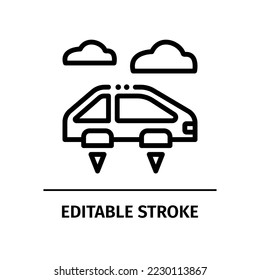 icono futurista de un coche volador. trazo editable