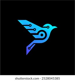 Futuristic Flying Modern Bird. Eagle Logo Design Digital Robot Eagle